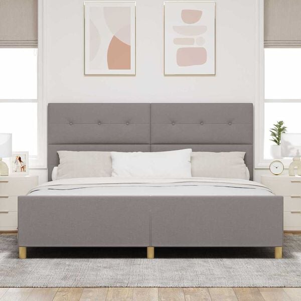 vidaXL Estrutura da Cama Cinzento-acastanhado 200 x 200 cm tecido