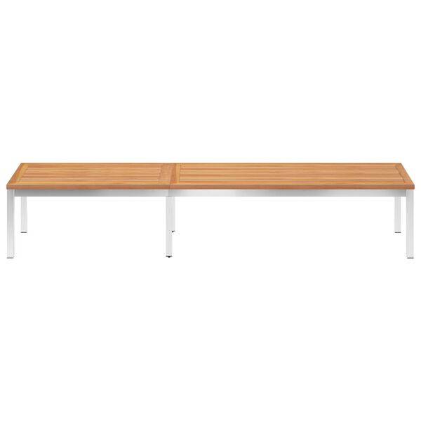 vidaXL Espregui&ccedil;adeira madeira de teca maci&ccedil;a e a&ccedil;o inoxid&aacute;vel