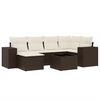 vidaXL 7 pcs conjunto de sof&aacute;s jardim c/ almofad&otilde;es vime PE castanho