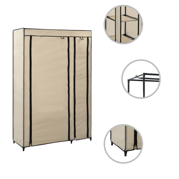vidaXL Roupeiro dobrável 110x45x175 cm tecido creme