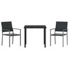 vidaXL Conjunto de Jantar para Jardim 3 pcs Preto Rattan de PE