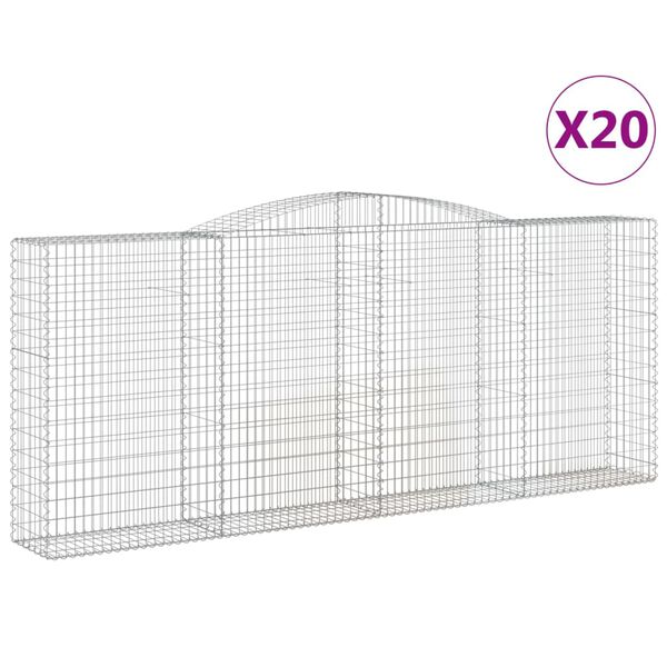 vidaXL Cestos gabião arqueados 20 pcs 400x50x160/180 ferro galvanizado