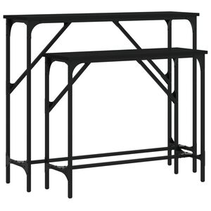 vidaXL Mesas consola 2 pcs derivados de madeira preto
