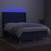 vidaXL Cama box spring c/ colch&atilde;o e LED 140x200 cm tecido azul