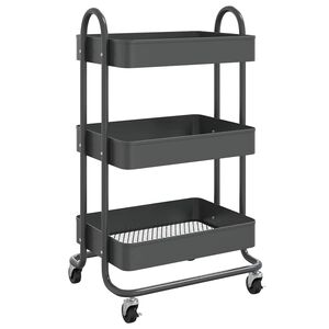 vidaXL Carrinho com 3 prateleiras 46x34x79 cm a&ccedil;o antracite