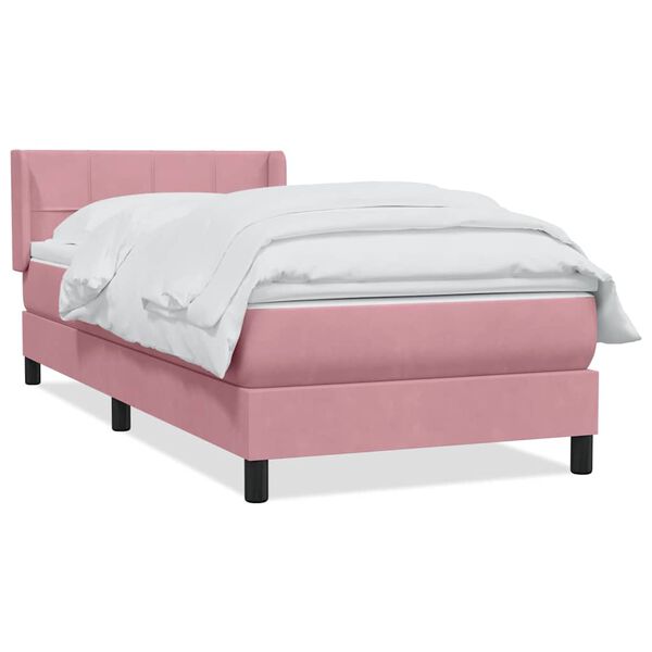 vidaXL Cama com molas/colch&atilde;o 100x210 cm veludo rosa