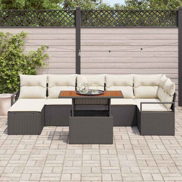vidaXL Conjunto de Sofá de Jardim 8 pcs Preto Rattan Sintético