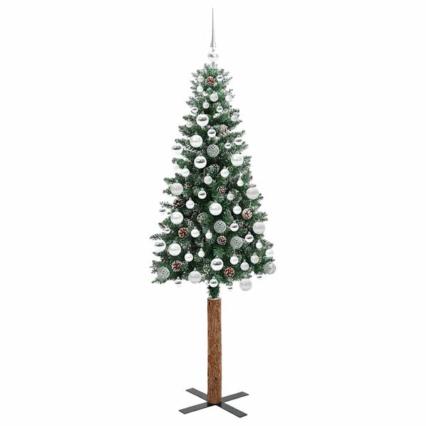 vidaXL Árvore de Natal Slim com 300 LEDs com suporte Verde 180 cm