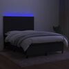 vidaXL Cama box spring c/ colch&atilde;o e LED 140x190 cm tecido preto