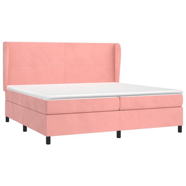 vidaXL Cama com molas/colch&atilde;o 200x200 cm veludo rosa