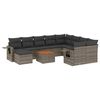 vidaXL 11 pcs conjunto sof&aacute;s de jardim c/ almofad&otilde;es vime PE cinzento