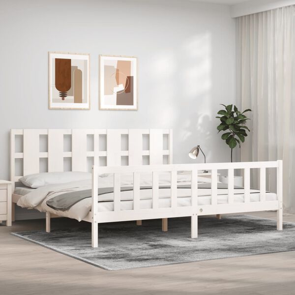 vidaXL Cama sem colchão 200x200 cm madeira de pinho maciça branco