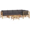 vidaXL 6 pcs conjunto lounge jardim bambu c/ almofad&otilde;es cinza-escuro