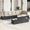 vidaXL Conjunto de Sofá de Jardim 8 pcs Preto e creme vime PE