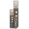vidaXL Suporte de velas 3 pcs vime cinzento