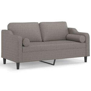 vidaXL Sof&aacute; 2 lug. +almofadas decora&ccedil;&atilde;o 140cm tecido cinza-acastanhado
