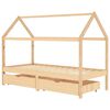 vidaXL Estrutura de cama p/ crian&ccedil;as c/ gavetas 90x200 cm pinho maci&ccedil;o