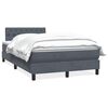 vidaXL Cama com molas/colch&atilde;o 120x210 cm veludo cinzento-escuro