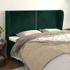 vidaXL Cabeceira cama c/ abas veludo 203x23x118/128 cm verde-escuro