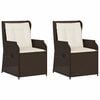 vidaXL Cadeiras jardim reclin&aacute;veis 2pcs c/ almofad&otilde;es vime PE castanho