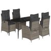 vidaXL 5 pcs conjunto de jantar p/ jardim c/ almofad&otilde;es vime PE cinza