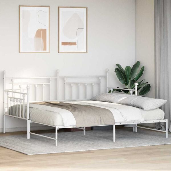 vidaXL Estrutura de cama de dia com cabeceira Branco 107 x 203 cm A&ccedil;o
