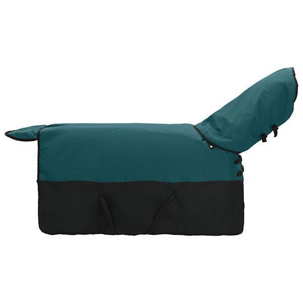 vidaXL Cobertor de Cavalo Verde Escuro e Preto 85 cm Poli&eacute;ster