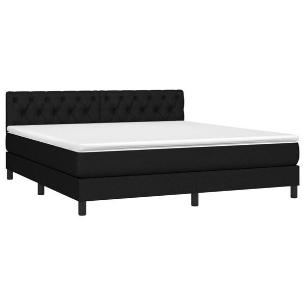 vidaXL Cama box spring c/ colch&atilde;o e LED 160x200 cm tecido preto