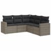 vidaXL 5 pcs conjunto sof&aacute;s de jardim c/ almofad&otilde;es vime PE cinzento
