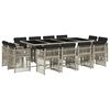 vidaXL 13 pcs conj. jantar jardim c/ almofad&otilde;es vime PE cinzento-claro