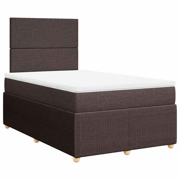 vidaXL Cama boxspring com colch&atilde;o 120x190 cm tecido castanho-escuro