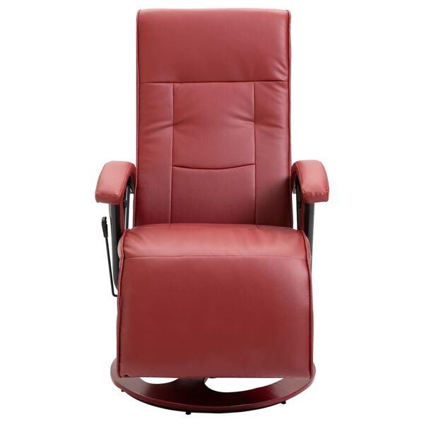 vidaXL Cadeira de massagens couro artificial vermelho tinto