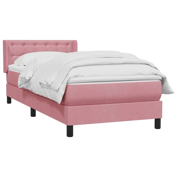vidaXL Cama com molas/colch&atilde;o 100x210 cm veludo rosa