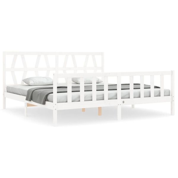 vidaXL Estrutura cama Super King Size c/ cabeceira madeira branco
