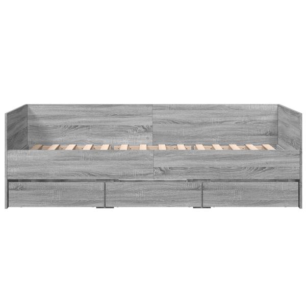 vidaXL Sof&aacute;-cama com gavetas sem colch&atilde;o 100x200 cm cinzento sonoma