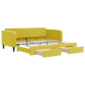 vidaXL Sof&aacute;-cama com gavet&atilde;o e gavetas 100x200 cm veludo amarelo