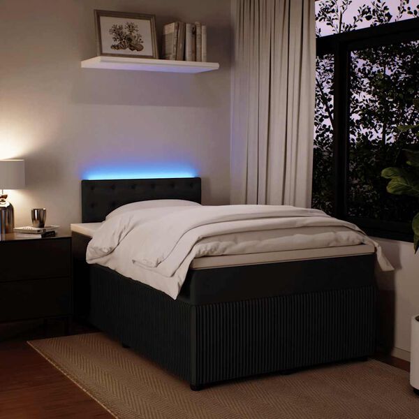 vidaXL Cama boxspring com colch&atilde;o 120x200 cm veludo preto