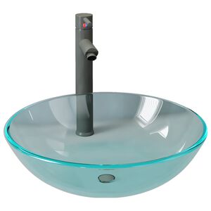 vidaXL Lavat&oacute;rio torneira v&aacute;lvula click-clack vidro temp. transparente