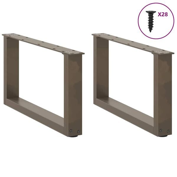 vidaXL P&eacute;s para mesa de centro em formato de U, 2 pe&ccedil;as, a&ccedil;o natural, 70 x (30-31) cm, a&ccedil;o