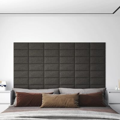 vidaXL Painel de parede 12 pcs 30x15 cm tecido 0,54 m² cinza-escuro