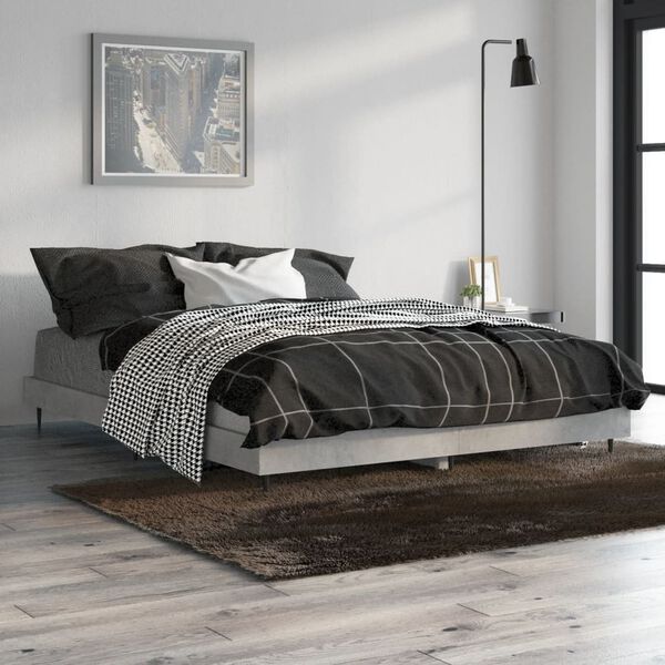 vidaXL Estrutura de cama 140x190 cm derivados de madeira cinza cimento