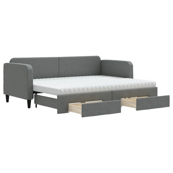 vidaXL Sof&aacute;-cama c/ gavet&atilde;o e gavetas 80x200 cm tecido cinzento-escuro