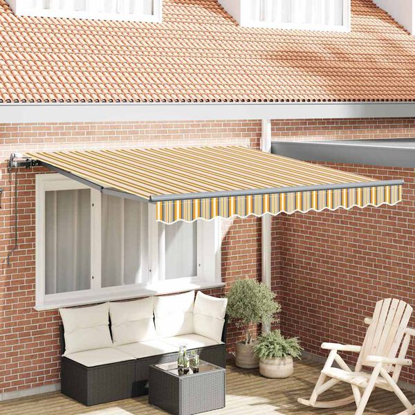 vidaXL Toldo Retr&aacute;til Multicolor 350 x 250 cm Tecido e Alum&iacute;nio