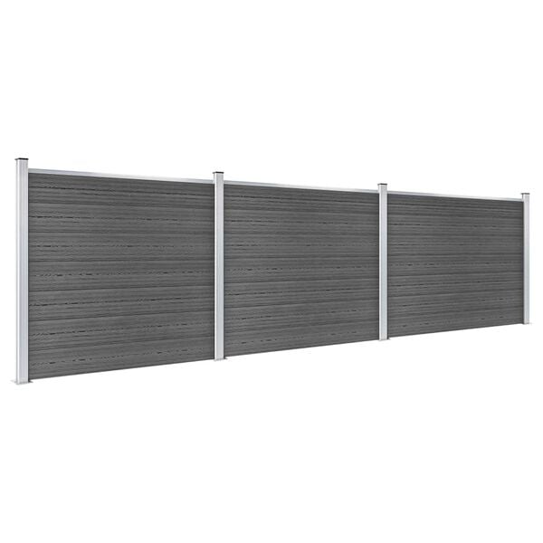 vidaXL Conjunto painel de cerca 526x146 cm WPC preto