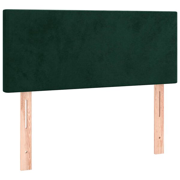 vidaXL Cabeceira de cama c/ luzes LED veludo 80x5x78/88cm verde-escuro
