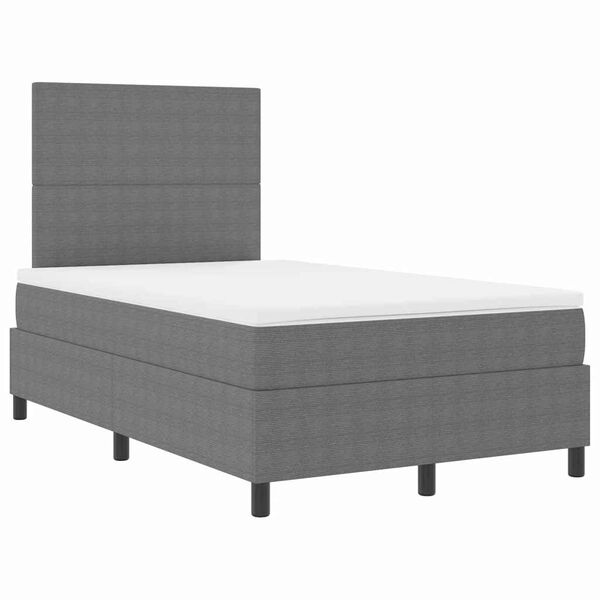 vidaXL Cama Box Spring LED Cinza Claro e Branco 120 x 200 cm