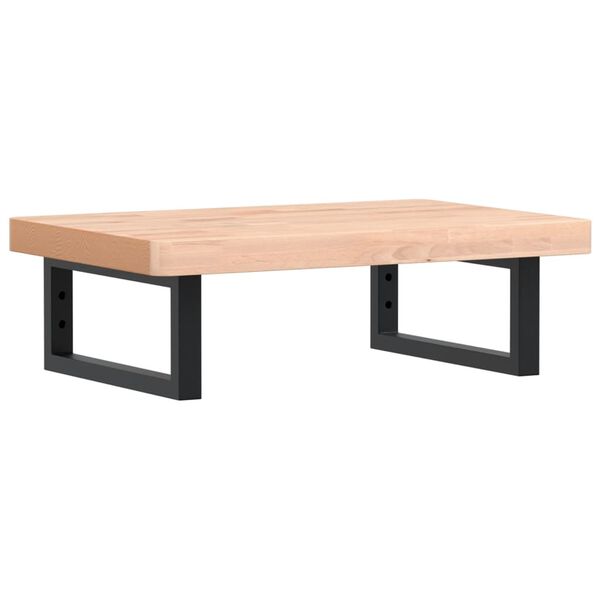 vidaXL Prateleira de parede p/ lavat&oacute;rio a&ccedil;o/madeira de faia maci&ccedil;a