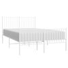 vidaXL Estrutura de cama com cabeceira e p&eacute;s 140x200 cm metal branco