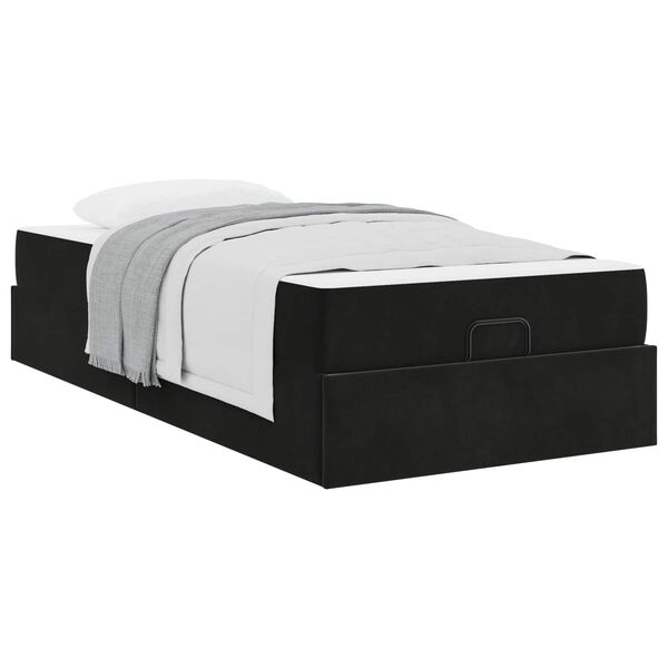 vidaXL Estrutura de cama com colch&atilde;o com colch&atilde;o 2 pcs Preto Veludo