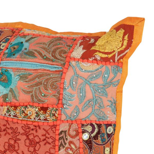 vidaXL Almofad&otilde;es de retalhos 2 pcs artesanal 45x45 cm laranja/verde